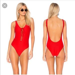 Onia Bridget ribbed one piece swimsuit in red!